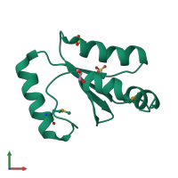 PDB entry 3lgc coloured by chain, front view.