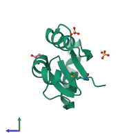 PDB entry 3lgc coloured by chain, side view.