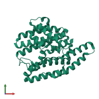 PDB entry 3lgk coloured by chain, front view.