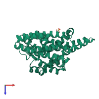 PDB entry 3lgk coloured by chain, top view.