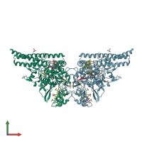 PDB entry 3lgq coloured by chain, front view.