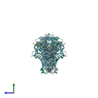 PDB entry 3lgq coloured by chain, side view.