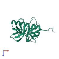 PDB entry 3lgt coloured by chain, top view.