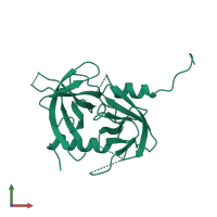 PDB entry 3lgu coloured by chain, front view.