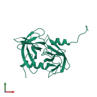 PDB entry 3lgw coloured by chain, front view.