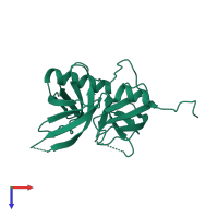 PDB entry 3lgw coloured by chain, top view.