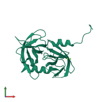 PDB entry 3lgy coloured by chain, front view.