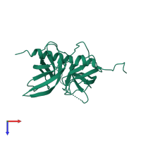 PDB entry 3lh1 coloured by chain, top view.