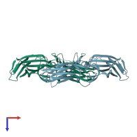 PDB entry 3lh8 coloured by chain, top view.