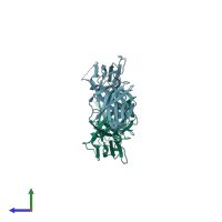 PDB entry 3lha coloured by chain, side view.