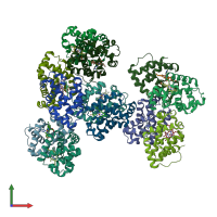 PDB entry 3lhb coloured by chain, front view.