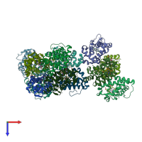 PDB entry 3lhb coloured by chain, top view.