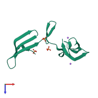 PDB entry 3lhc coloured by chain, top view.