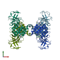 PDB entry 3lhd coloured by chain, front view.