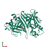 PDB entry 3lhg coloured by chain, front view.