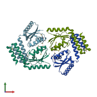 PDB entry 3lhk coloured by chain, front view.