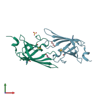 PDB entry 3lhn coloured by chain, front view.