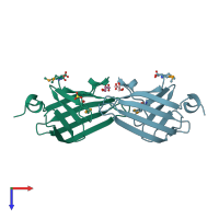 PDB entry 3lhn coloured by chain, top view.