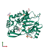 PDB entry 3lho coloured by chain, front view.