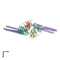 PDB entry 3lhp coloured by chain, top view.