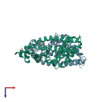 PDB entry 3lhq coloured by chain, top view.