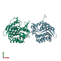 PDB entry 3lhx coloured by chain, front view.