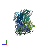 PDB entry 3lib coloured by chain, side view.