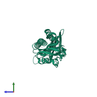 Monomeric assembly 1 of PDB entry 3lic coloured by chemically distinct molecules, side view.
