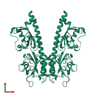 Homo dimeric assembly 2 of PDB entry 3lic coloured by chemically distinct molecules, front view.