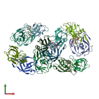 PDB entry 3lin coloured by chain, front view.