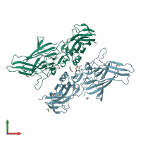 PDB entry 3liu coloured by chain, front view.