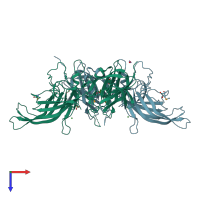 PDB entry 3liu coloured by chain, top view.