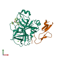 PDB entry 3liw coloured by chain, front view.