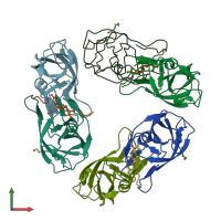 PDB entry 3liy coloured by chain, front view.