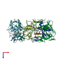 PDB entry 3liy coloured by chain, top view.
