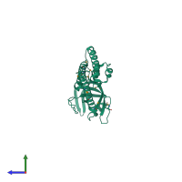 PDB entry 3ljc coloured by chain, side view.