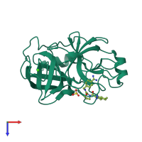 PDB entry 3ljo coloured by chain, top view.