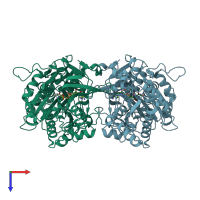 PDB entry 3ljp coloured by chain, top view.
