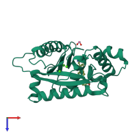 PDB entry 3ljt coloured by chain, top view.