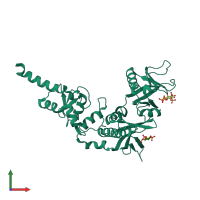 PDB entry 3lju coloured by chain, front view.