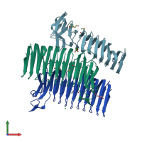 PDB entry 3ljy coloured by chain, front view.