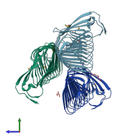 PDB entry 3ljy coloured by chain, side view.