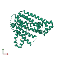 PDB entry 3lk5 coloured by chain, front view.