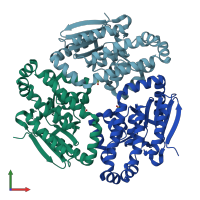 PDB entry 3lke coloured by chain, front view.