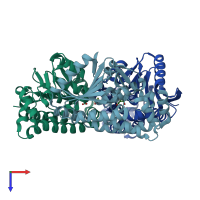 PDB entry 3lke coloured by chain, top view.