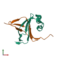 PDB entry 3lkx coloured by chain, front view.