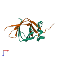 PDB entry 3lkx coloured by chain, top view.