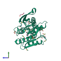 PDB entry 3llc coloured by chain, side view.