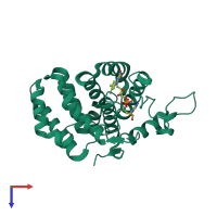 PDB entry 3lli coloured by chain, top view.