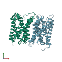 PDB entry 3llq coloured by chain, front view.